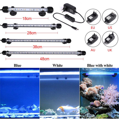 Aquarium, Aquarium, Aquarium 9/12/15/21 lumière LED SMD5050 bleu/blanc, 18/28/38/48CM, Submersible, lampe à Clip étanche, prise ue ► Photo 1/6