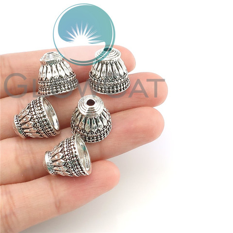 Capsules de perles en forme de cône gravé plaqué argent, 5 pièces, pour la fabrication de bijoux, pendentif, 22347 ► Photo 1/5