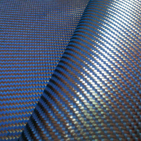 Tissu en Kevlar de carbone, bleu, 200gsm 1100D, tissu mixte en fibre de carbone 2x2 sergé, 100cm de large, [PACK en rouleau] ► Photo 1/1