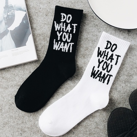 Drôle lettre corée Halajuku Hip-hop Street Skate chaussettes bonneterie femmes haute qualité noir blanc décontracté coton chaussettes courtes hiver ► Photo 1/6