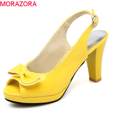 MORAZORA 2022 Offre Spéciale femmes sandales doux peep toe chaussures de mariage simple boucle chaussures d'été plate-forme chaussures à talons hauts ► Photo 1/6