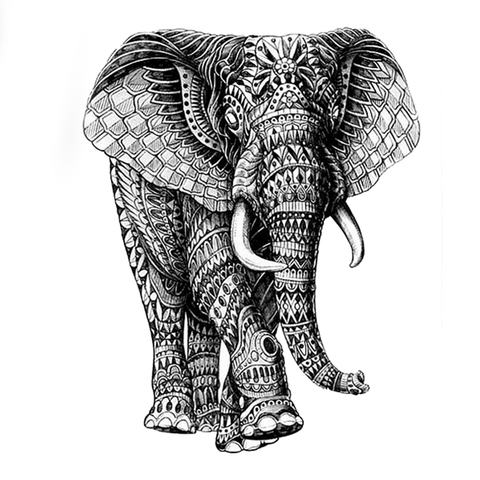 Puissant éléphant dieu imperméable temporaire tatouage autocollant haute qualité mécanique éléphant faux tatouage manches henné Tatoo ► Photo 1/1