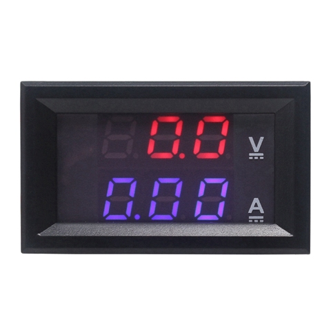 Voltmètre pour voiture, voltmètre numérique, mesure, LED V, 0-100V/10A, 50A, 100a, pour moto, ampèremètre, rouge et bleu ► Photo 1/5