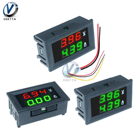 Mini voltmètre numérique à double affichage LED, 0.56/0.56 pouces, bleu/rouge, ampèremètre à panneau, 100V/10a, testeur de tension et de courant ► Photo 1/6