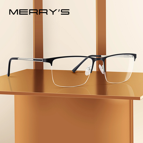 MERRYS DESIGN hommes titane lunettes cadre ultra-léger carré oeil myopie Prescription lunettes mâle demi cadre optique S2014 ► Photo 1/6