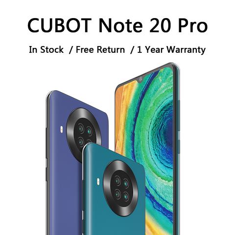 CUBOT Note 20 Pro téléphone portable 8 + 128 go arrière Quad caméra 12MP NFC Smartphone 4g 6.5 