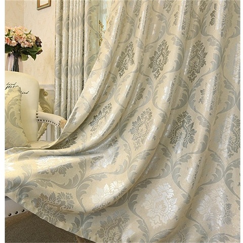 Rideaux Jacquard de luxe européens pour salon | Rideau Beige de panneau de fenêtre, rideau en tissu pour ombrage de chambre à coucher 80% personnalisé ► Photo 1/6