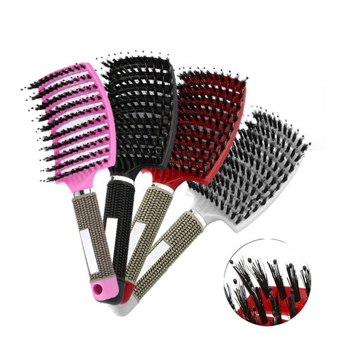 Brosse à cheveux, peigne de Massage du cuir chevelu, poils longs, bouclés, pour Salon de coiffure, outils de coiffure ► Photo 1/6