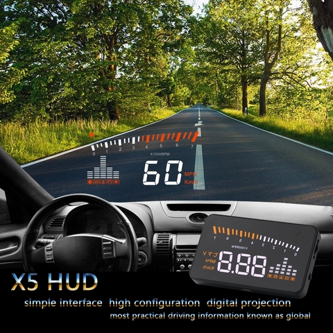 X5 OBD2 jauge Auto compteur de vitesse numérique voiture électronique projecteur de vitesse accessoires tête haute affichage voiture Hud ordinateur de bord ► Photo 1/6