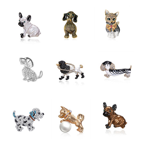 Rinhoo-broche pour caniche unisexe, en strass, pour chiot et amoureux des animaux domestiques, en émail, cristal, Animal pour teckel ► Photo 1/6