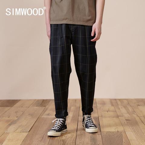 SIMWOOD 2022 Printemps Hiver Nouveau Pantalon À Carreaux Hommes Lâches Coniques Pantalon de Longueur Cheville Carreaux Grande Taille Hip Hop Streetwear ► Photo 1/6