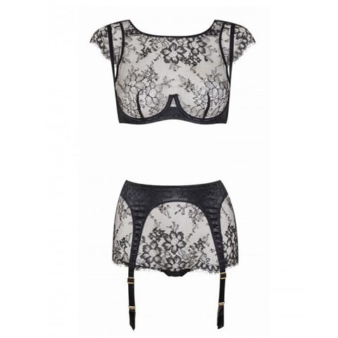 Ensemble de soutien-gorge et culotte en dentelle noir blanc Push Up Lenceria Sexy Mujer grande taille femmes Lingerie sous-vêtements ensemble Sexy R80312 ► Photo 1/6