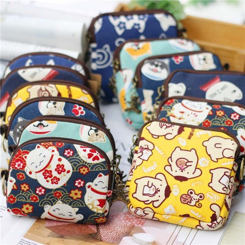 Petit sac rétro en toile pour femmes et enfants, petit porte-monnaie Kawaii, porte-cartes pour filles ► Photo 1/6