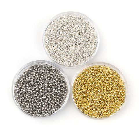 2000 pièces Doreen boîte lisse boule entretoise perles alliage or argent couleur 2.4mm perle pour bijoux à bricoler soi-même faisant des accessoires en gros ► Photo 1/6