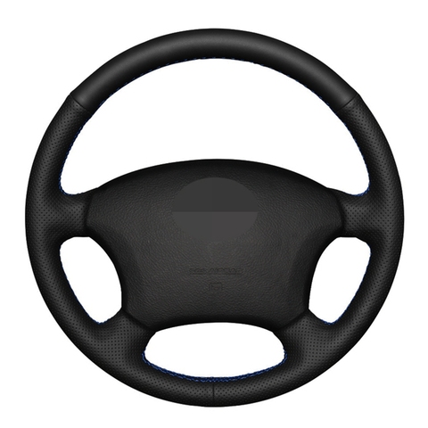 Couverture de volant de voiture bricolage cousu à la main en cuir artificiel noir pour Toyota Land Cruiser Prado 120 2004-2009 croisière terrestre ► Photo 1/6