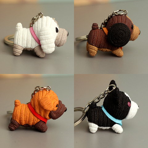 Porte-clés de la mascotte du chien en laine, pendentif, poupée, mode créative, mignon, bijoux, petit cadeau pour l'année du chien ► Photo 1/5
