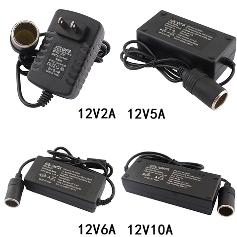 Adaptateur d'alimentation allume-cigare de voiture, 220V à 12V, 2a, 5a, 6a, 10a, courant alternatif, alimentation électrique, ue, US, AU royaume-uni ► Photo 1/6