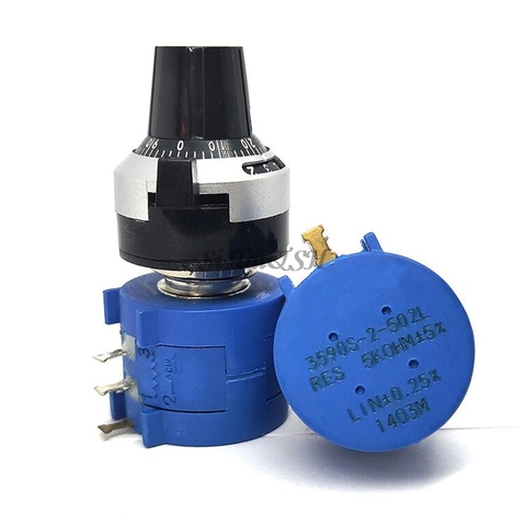 Potentiomètre multi-tours de précision série 3590S-2 3590S, résistance réglable à 10 anneaux + 1 bouton rotatif de 6.35mm ► Photo 1/2