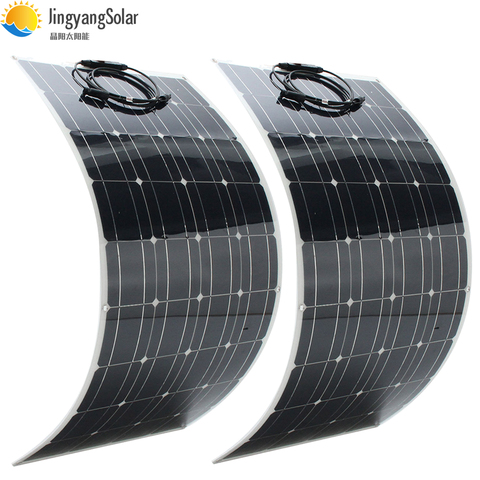 200W Watt panneau solaire 12V cellule monocristallin Flexible hors réseau système RV Marine 2 pièces 100w ► Photo 1/6