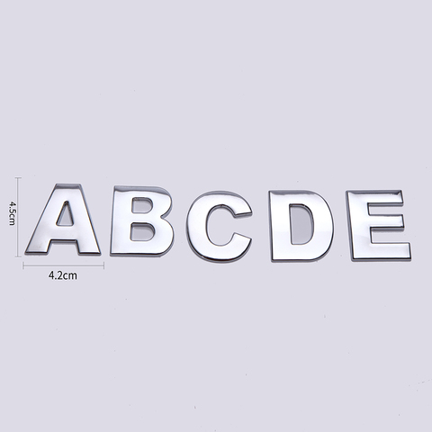 Autocollant avec emblème de l'alphabet chromé de voiture, Badge numérique 3D, Logo pour Automobiles, accessoires de voiture en métal et moto, 45mm lettres bricolage ► Photo 1/6