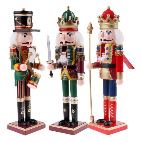 Figurine de soldat casse-noisette en bois 30cm, 3 pièces/lot, modèle de soldat, décoration de maison, poupées de décoration de noël ► Photo 1/6