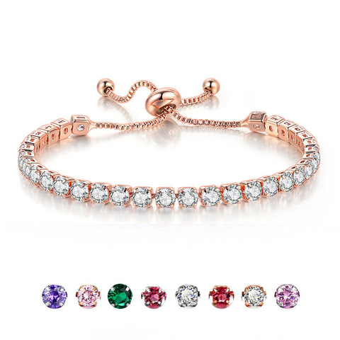 Mode pratique Bracelet réglable Bracelet pour les femmes 4*4mm zircon cubique éblouissant brillant charme cadeaux de mariage bijoux de mode H133 ► Photo 1/6