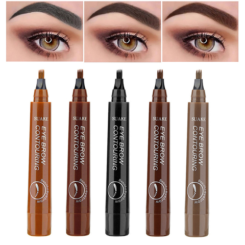 Crayon à sourcils étanche rehausseur de sourcils 4 fourchette stylo de tatouage de sourcil longue durée crème pour sourcils naturel cosmétique femmes maquillage ► Photo 1/6