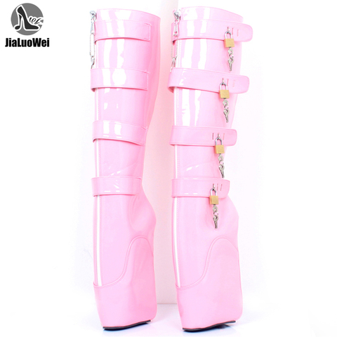 Bottes au genou 7 'super haut talon compensé Ballet bottes verrouillables avec cadenas couleurs personnalisées ► Photo 1/1