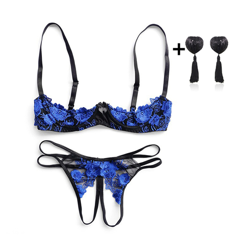 Culotte Sexy à entrejambe ouvert pour femmes, Lingerie séduisante, soutiens-gorge ouverts, soutien-gorge Push-Up, nouveauté ensemble de sous-vêtements ► Photo 1/6