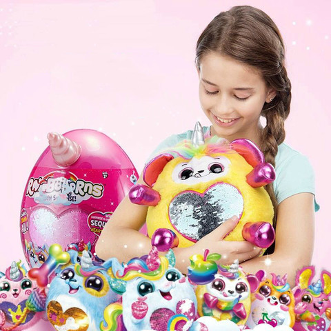 Véritable Original Rainbocornse arc-en-ciel licorne magique Sequin Surprise en peluche poupée fille jouet SMASHERS épique Dino oeuf cadeau de noël ► Photo 1/6