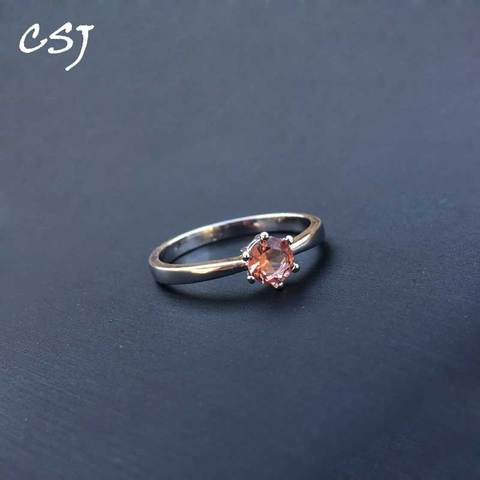 CSJ-bague Zultanite en Sterling pour femmes, bijou élégant créé de 5MM, couleur changeante, coupe ronde, cadeau de mariage pour fêtes, pour femmes ► Photo 1/6