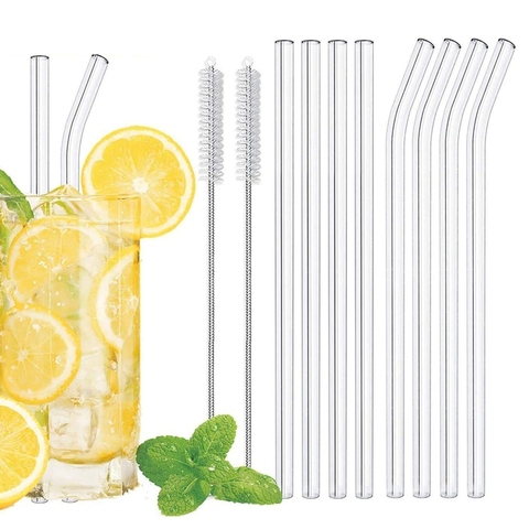 Paille à Smoothie en verre de 20cm, pailles à boire transparentes réutilisables pour Smoothie Milkshakes, paille écologique pour verres à boissons ► Photo 1/6