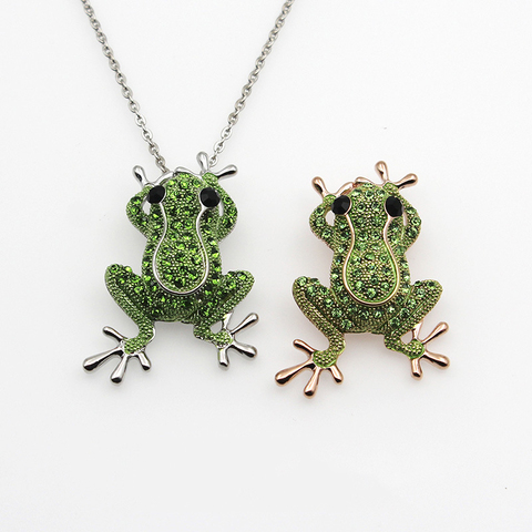 Grenouille Rose or couleur vert cristal pierre breloque déclaration colliers et pendentifs bijoux animaux pour les femmes mode Boho collier ► Photo 1/6