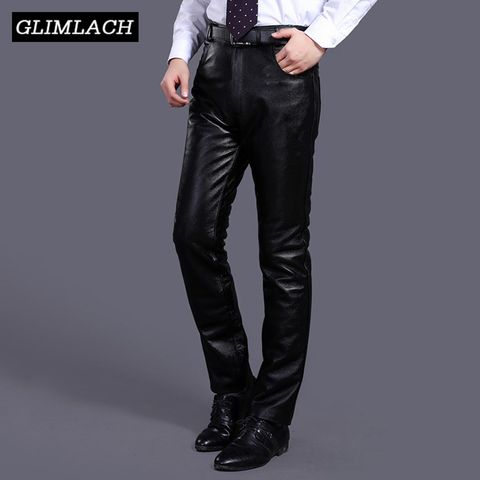 Pantalon de luxe en cuir de vache véritable pour homme, ample, grande taille, pour motard et moto ► Photo 1/6