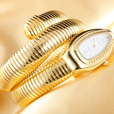 2022 nouvelle mode bracelet montre femmes de luxe or serpent remontage montres femmes en acier inoxydable Quartz bracelet montres dames montres ► Photo 1/6