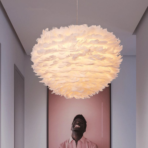 Lampe suspendue en plumes de rêve romantique, luminaire décoratif d'intérieur, idéal pour une chambre à coucher, un salon, une chambre d'enfant ou une cuisine ► Photo 1/6