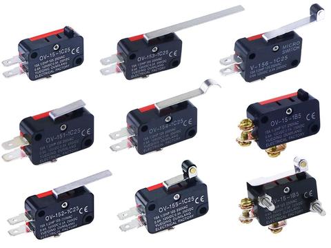 5 Pcs 15A 250VAC V-15 Bouton-Poussoir SPDT 1NO 1NF Micro Interrupteur ► Photo 1/6