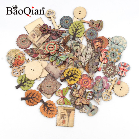 Boutons en bois assortis de série rétro, 20 pièces pour vêtements, couture, artisanat, accessoires pour travaux d'aiguille, décoration ► Photo 1/3