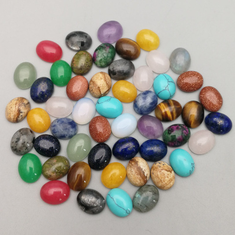 CABOCHON ovale en pierre naturelle mixte, accessoires pour bijoux et vêtements, 8x10mm, vente en gros, lot de 50 pièces, livraison gratuite ► Photo 1/3