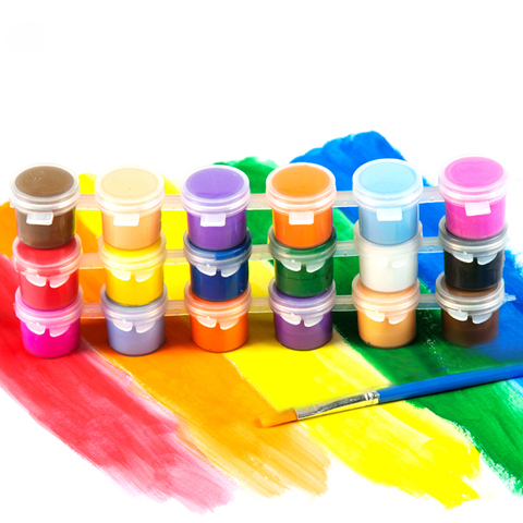 Peinture acrylique, 3ml/5ml 6/8 couleurs, dessin pour enfants, pinceau acrylique, ensemble de pigments pour tissu textile, papier et bambou et cuir bricolage-même ► Photo 1/6