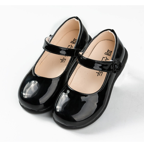 Chaussures printemps-automne en cuir noir pour enfants, chaussures d'école pour filles 4 5 6 7 8 9 10 11-16T ► Photo 1/6