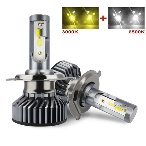 Muxall H1 H11 H8 H9 H7 ampoules de phares LED H7 LED Canbus HB3 HB4 LED lumières pour voiture 12V 24V 3000K + 6500K double couleur antibrouillard ► Photo 1/6