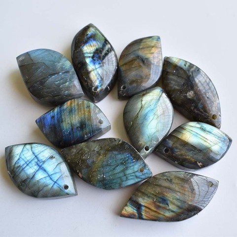 2022 nouveau haute qualité naturel Labradorite assortiment feuille forme breloque pendentifs pour la fabrication de bijoux 8 pièces/lot en gros livraison gratuite ► Photo 1/4