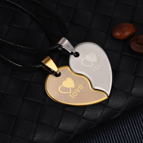 Créatif coeur forme titane acier Couple collier ensemble amoureux de la mode pendentif bijoux saint valentin cadeau commémoratif ► Photo 1/6