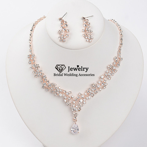 Ensemble de Bijoux pour femmes, collier et boucles d'oreilles en Zircon cubique, ensemble de Bijoux à la mode, fiançailles de mariée, TL212 ► Photo 1/6