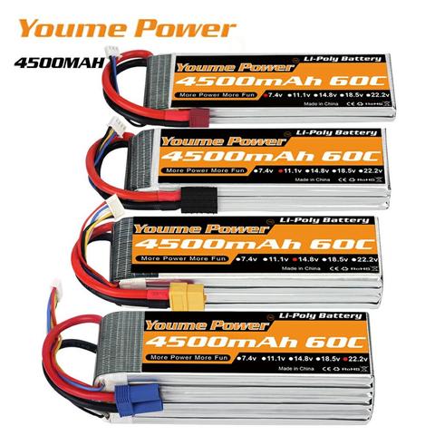 Youme-batterie Lipo 4500mah, Lipo 2S 3S 6s, pour voiture Traxxass1/10 1/12 voiture camions monstres, hélicoptère quadrirotor 450XL 500E ► Photo 1/6