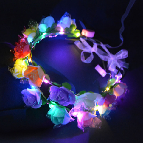 1 pièces fête brillant couronne Halloween fleur bandeau femmes filles lumière LED Up cheveux couronne bandeau guirlandes cadeau Festival ► Photo 1/6