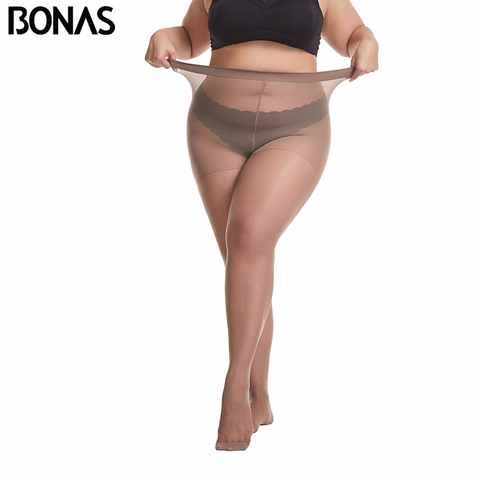 BONAS 20D Ultra-mince femmes grande taille collants grande taille 120kg collants Sexy Super élastique reine taille Nylon collants femme nouveau ► Photo 1/6