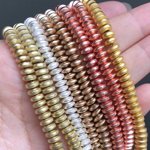 6*2mm naturel mat hématite pierre perles disque forme Bronze or Rose perle en vrac pour la fabrication de bijoux Bracelet à bricoler soi-même accessoires 15'' ► Photo 1/6