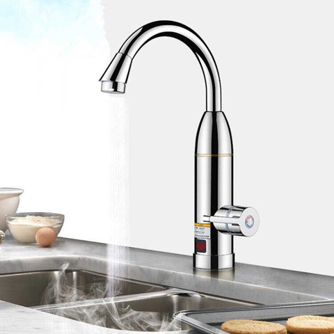 Robinet chauffe-eau électrique instantané de cuisine, eau chaude et froide, double usage, sans réservoir, douche, affichage LED ► Photo 1/6